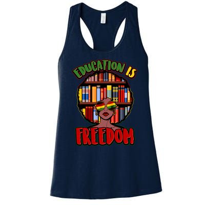 Education Is Freedom Black History Book Reading Lover Women's Racerback Tank