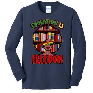 Education Is Freedom Black History Book Reading Lover Kids Long Sleeve Shirt