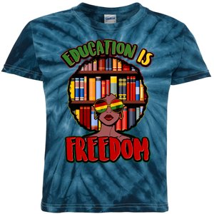 Education Is Freedom Black History Book Reading Lover Kids Tie-Dye T-Shirt