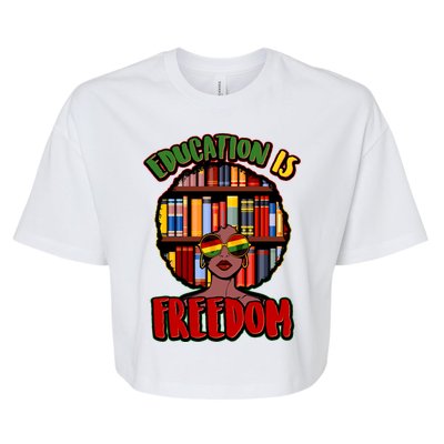 Education Is Freedom Black History Book Reading Lover Bella+Canvas Jersey Crop Tee