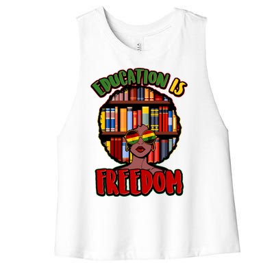 Education Is Freedom Black History Book Reading Lover Women's Racerback Cropped Tank