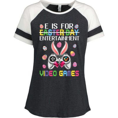 E Is For Entertainment Video Games Easter Day Gaming Lovers Enza Ladies Jersey Colorblock Tee