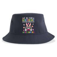 E Is For Entertainment Video Games Easter Day Gaming Lovers Sustainable Bucket Hat