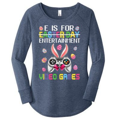 E Is For Entertainment Video Games Easter Day Gaming Lovers Women's Perfect Tri Tunic Long Sleeve Shirt