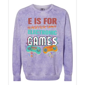 E Is For Electronic Games Cute Easters Day Game Lover Colorblast Crewneck Sweatshirt