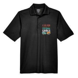 E Is For Electronic Games Cute Easters Day Game Lover Men's Origin Performance Pique Polo