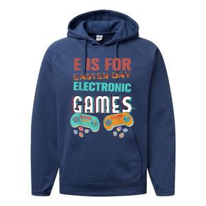 E Is For Electronic Games Cute Easters Day Game Lover Performance Fleece Hoodie