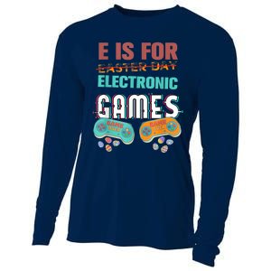 E Is For Electronic Games Cute Easters Day Game Lover Cooling Performance Long Sleeve Crew