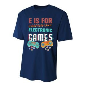 E Is For Electronic Games Cute Easters Day Game Lover Performance Sprint T-Shirt