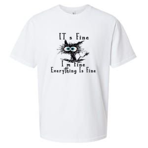 Everything Is Fine Its Fine Im Fine Cat Funny Sueded Cloud Jersey T-Shirt