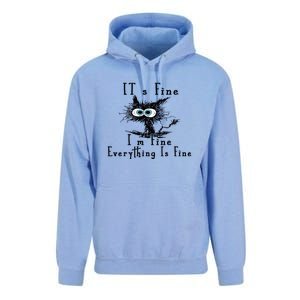 Everything Is Fine Its Fine Im Fine Cat Funny Unisex Surf Hoodie