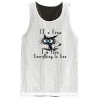 Everything Is Fine Its Fine Im Fine Cat Funny Mesh Reversible Basketball Jersey Tank