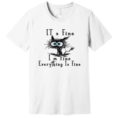 Everything Is Fine Its Fine Im Fine Cat Funny Premium T-Shirt