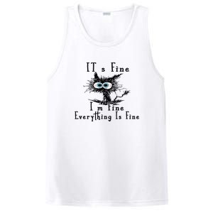 Everything Is Fine Its Fine Im Fine Cat Funny PosiCharge Competitor Tank