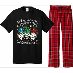 Everything Is Fine Christmas School Bus Driver Cute Gnomies Pajama Set