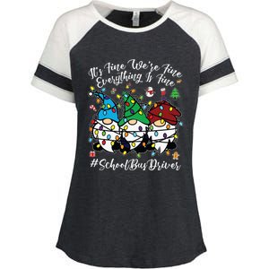 Everything Is Fine Christmas School Bus Driver Cute Gnomies Enza Ladies Jersey Colorblock Tee