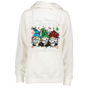 Everything Is Fine Christmas School Bus Driver Cute Gnomies Womens Funnel Neck Pullover Hood