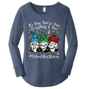 Everything Is Fine Christmas School Bus Driver Cute Gnomies Women's Perfect Tri Tunic Long Sleeve Shirt