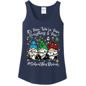 Everything Is Fine Christmas School Bus Driver Cute Gnomies Ladies Essential Tank