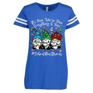 Everything Is Fine Christmas School Bus Driver Cute Gnomies Enza Ladies Jersey Football T-Shirt