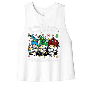 Everything Is Fine Christmas School Bus Driver Cute Gnomies Women's Racerback Cropped Tank