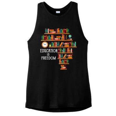 Education Is Freedom Book Reader Black History Month Pride Ladies PosiCharge Tri-Blend Wicking Tank