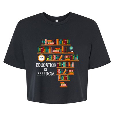 Education Is Freedom Book Reader Black History Month Pride Bella+Canvas Jersey Crop Tee