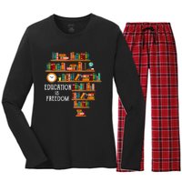 Education Is Freedom Book Reader Black History Month Pride Women's Long Sleeve Flannel Pajama Set 