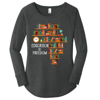 Education Is Freedom Book Reader Black History Month Pride Women's Perfect Tri Tunic Long Sleeve Shirt