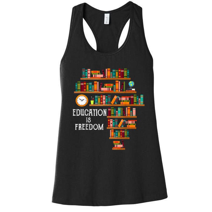 Education Is Freedom Book Reader Black History Month Pride Women's Racerback Tank