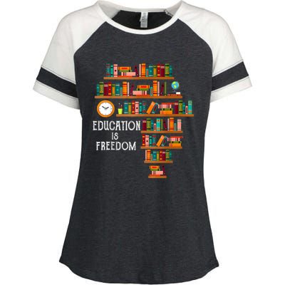 Education Is Freedom Book Reader Black History Month Pride Enza Ladies Jersey Colorblock Tee