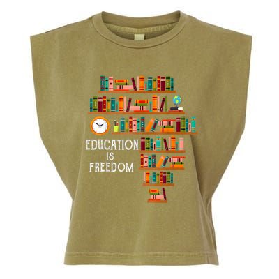 Education Is Freedom Book Reader Black History Month Pride Garment-Dyed Women's Muscle Tee