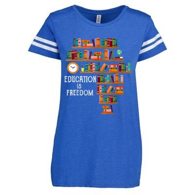 Education Is Freedom Book Reader Black History Month Pride Enza Ladies Jersey Football T-Shirt