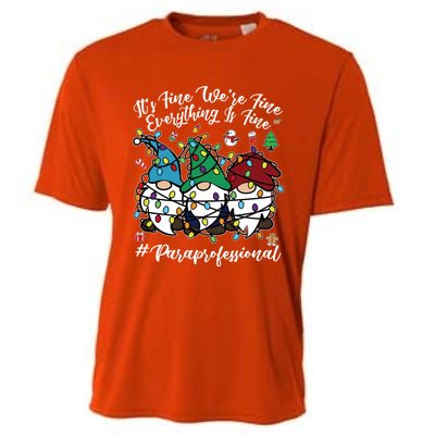 Everything Is Fine Christmas Paraprofessional Cute Gnomies Gift Cooling Performance Crew T-Shirt