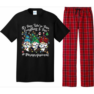 Everything Is Fine Christmas Paraprofessional Cute Gnomies Gift Pajama Set