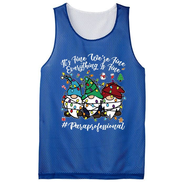 Everything Is Fine Christmas Paraprofessional Cute Gnomies Gift Mesh Reversible Basketball Jersey Tank