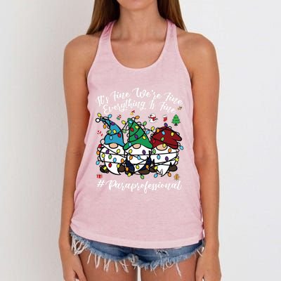 Everything Is Fine Christmas Paraprofessional Cute Gnomies Gift Women's Knotted Racerback Tank