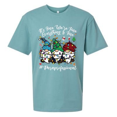 Everything Is Fine Christmas Paraprofessional Cute Gnomies Gift Sueded Cloud Jersey T-Shirt