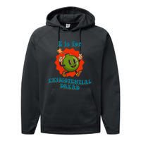 E Is For Existential Dread Retro Toon Bomb Funny Dark Humor Performance Fleece Hoodie