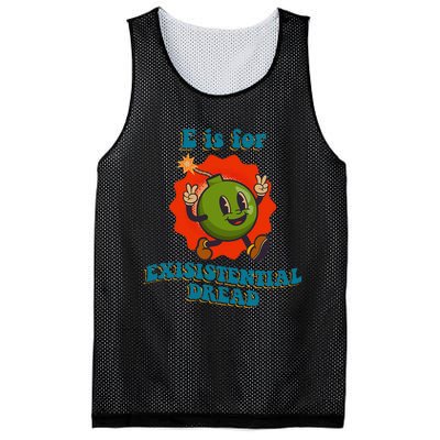 E Is For Existential Dread Retro Toon Bomb Funny Dark Humor Mesh Reversible Basketball Jersey Tank