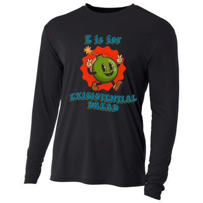 E Is For Existential Dread Retro Toon Bomb Funny Dark Humor Cooling Performance Long Sleeve Crew