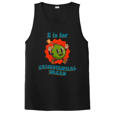 E Is For Existential Dread Retro Toon Bomb Funny Dark Humor PosiCharge Competitor Tank