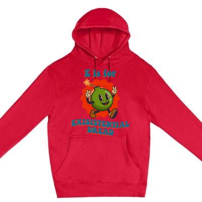 E Is For Existential Dread Retro Toon Bomb Funny Dark Humor Premium Pullover Hoodie