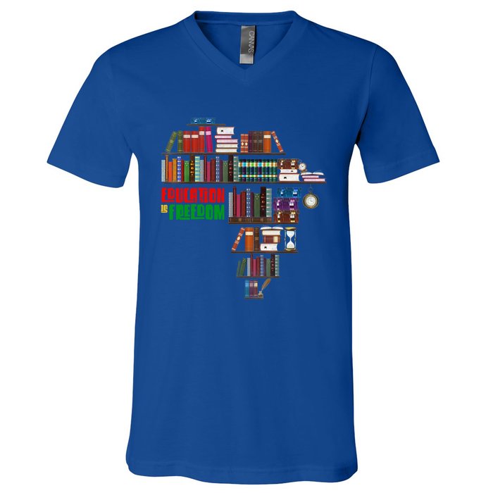 Education Is Freedom Book Reader Black History Month African Gift V-Neck T-Shirt