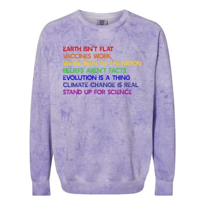 EARTH ISN'T FLAT STAND UP FOR SCIENCE REAL Earth Day Colorblast Crewneck Sweatshirt