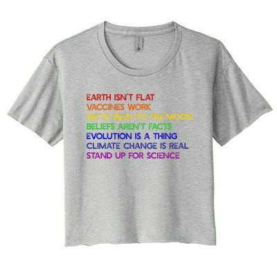 EARTH ISN'T FLAT STAND UP FOR SCIENCE REAL Earth Day Women's Crop Top Tee