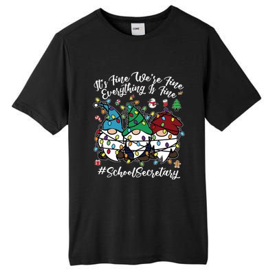 Everything Is Fine Christmas School Secretary Cute Gnomies Gift Tall Fusion ChromaSoft Performance T-Shirt