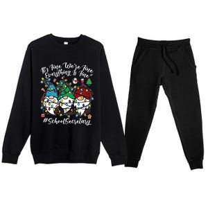 Everything Is Fine Christmas School Secretary Cute Gnomies Gift Premium Crewneck Sweatsuit Set