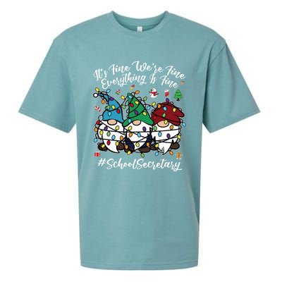 Everything Is Fine Christmas School Secretary Cute Gnomies Gift Sueded Cloud Jersey T-Shirt