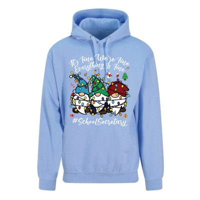 Everything Is Fine Christmas School Secretary Cute Gnomies Gift Unisex Surf Hoodie